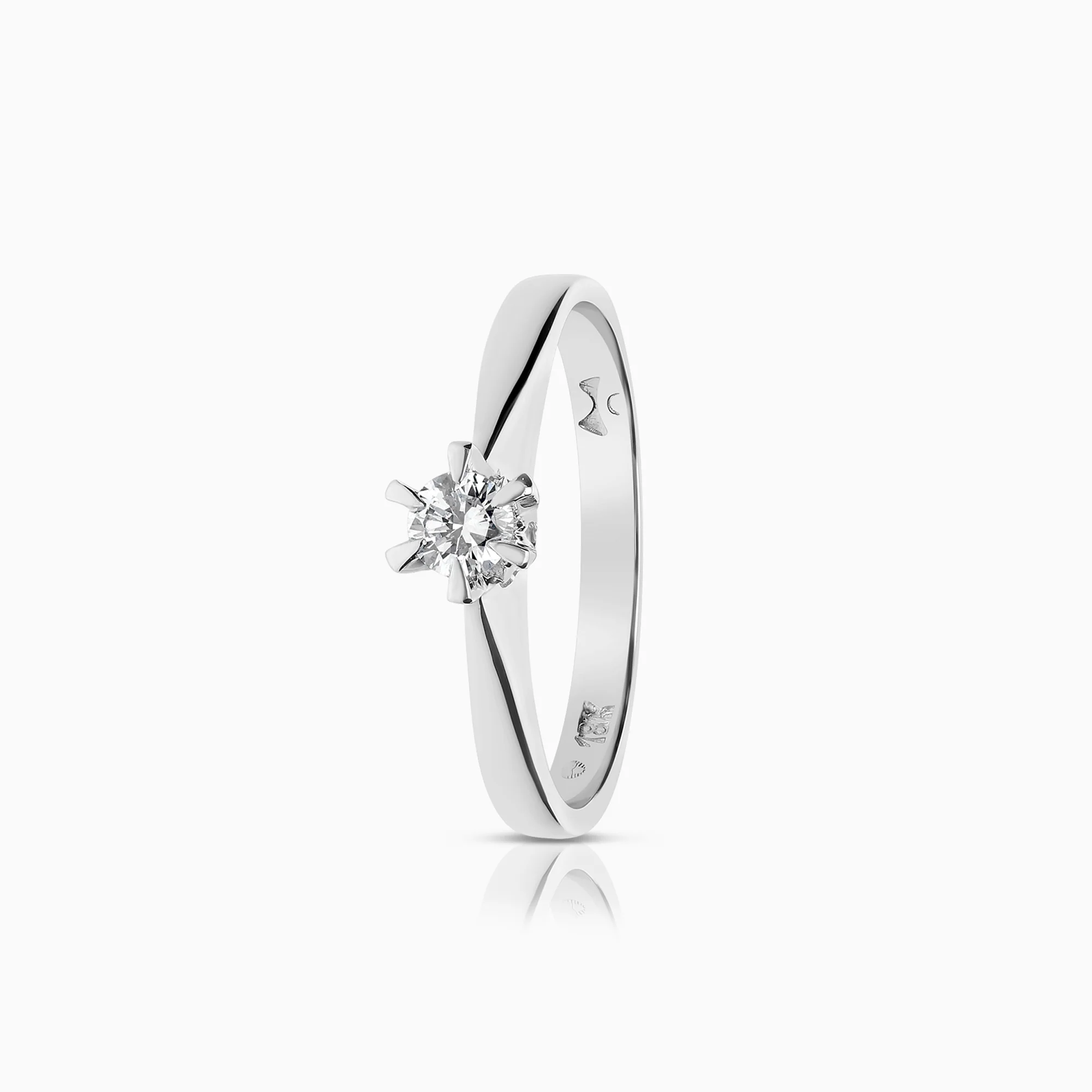 Solitaire ring 0.12ct 18K white gold