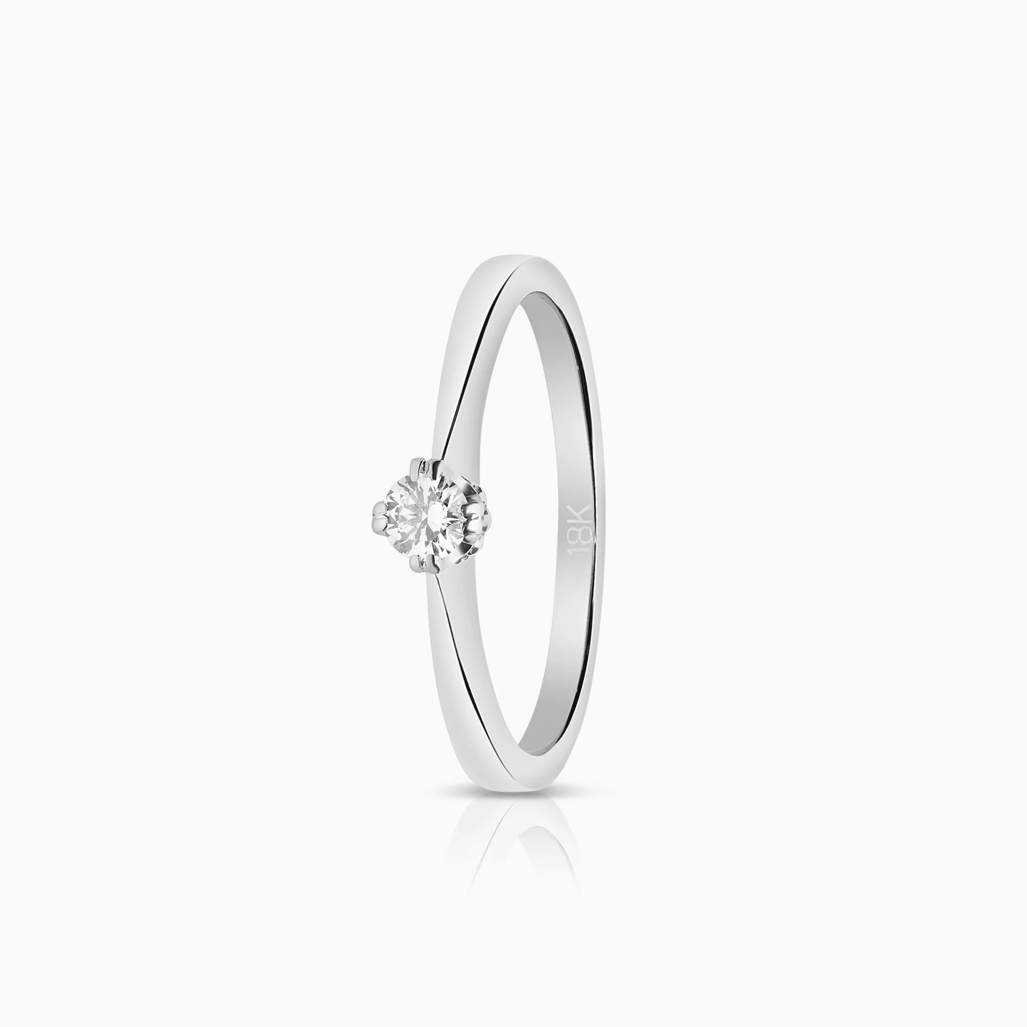 Solitaire ring 0.15ct 18K white gold