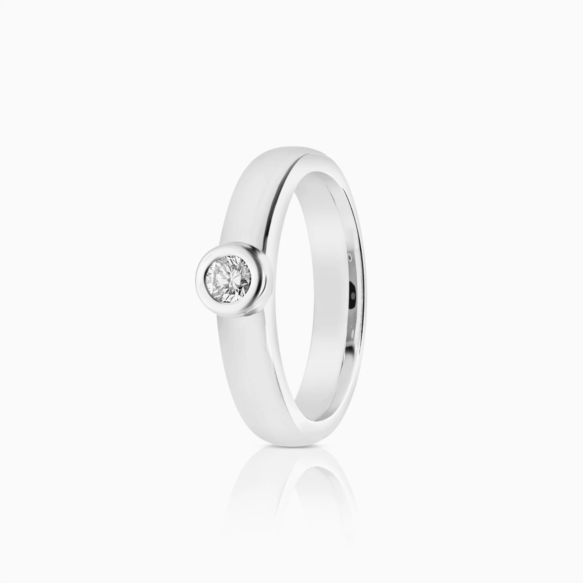 Solitaire ring 0.17ct 18K white gold