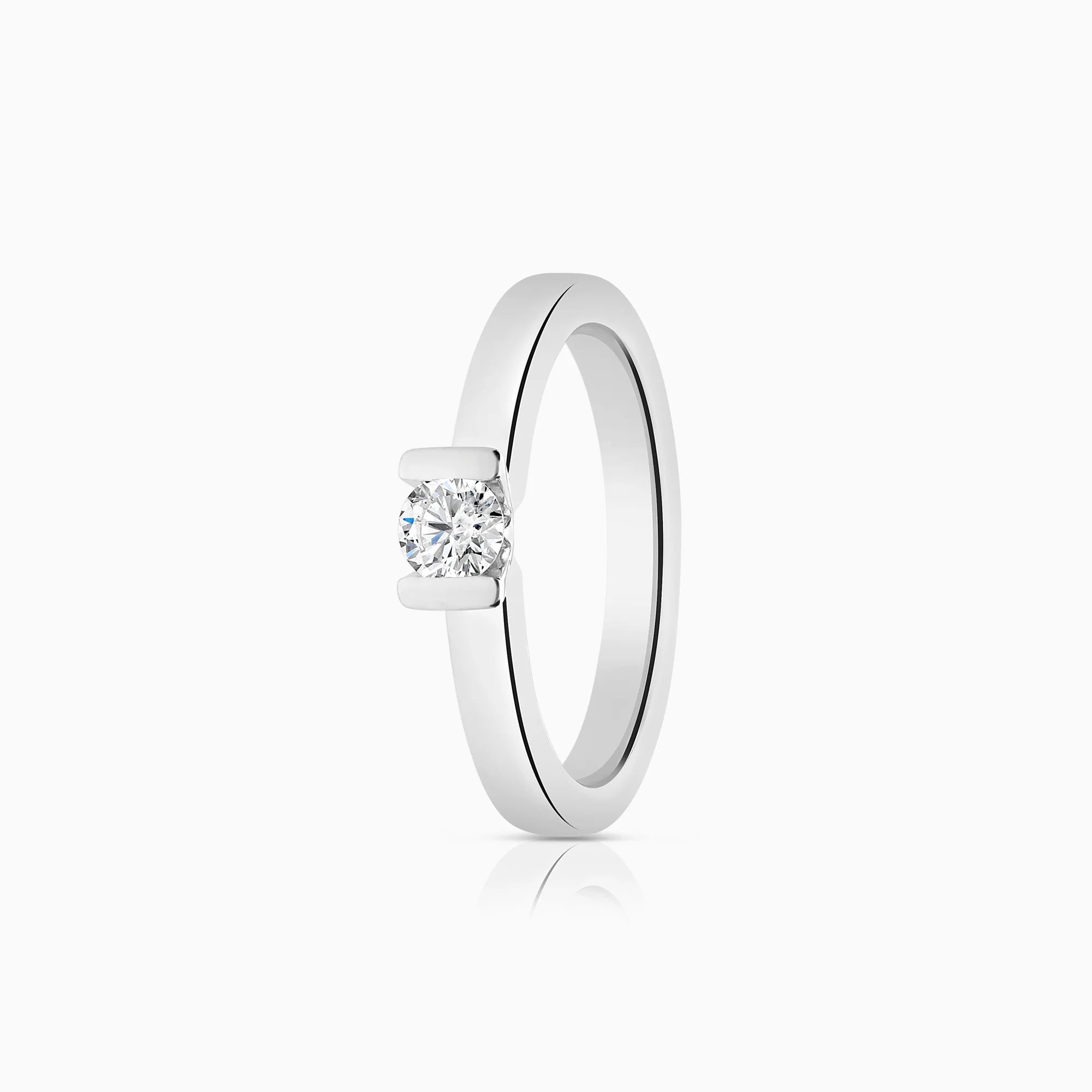 Solitaire ring 0.19ct 18K white gold
