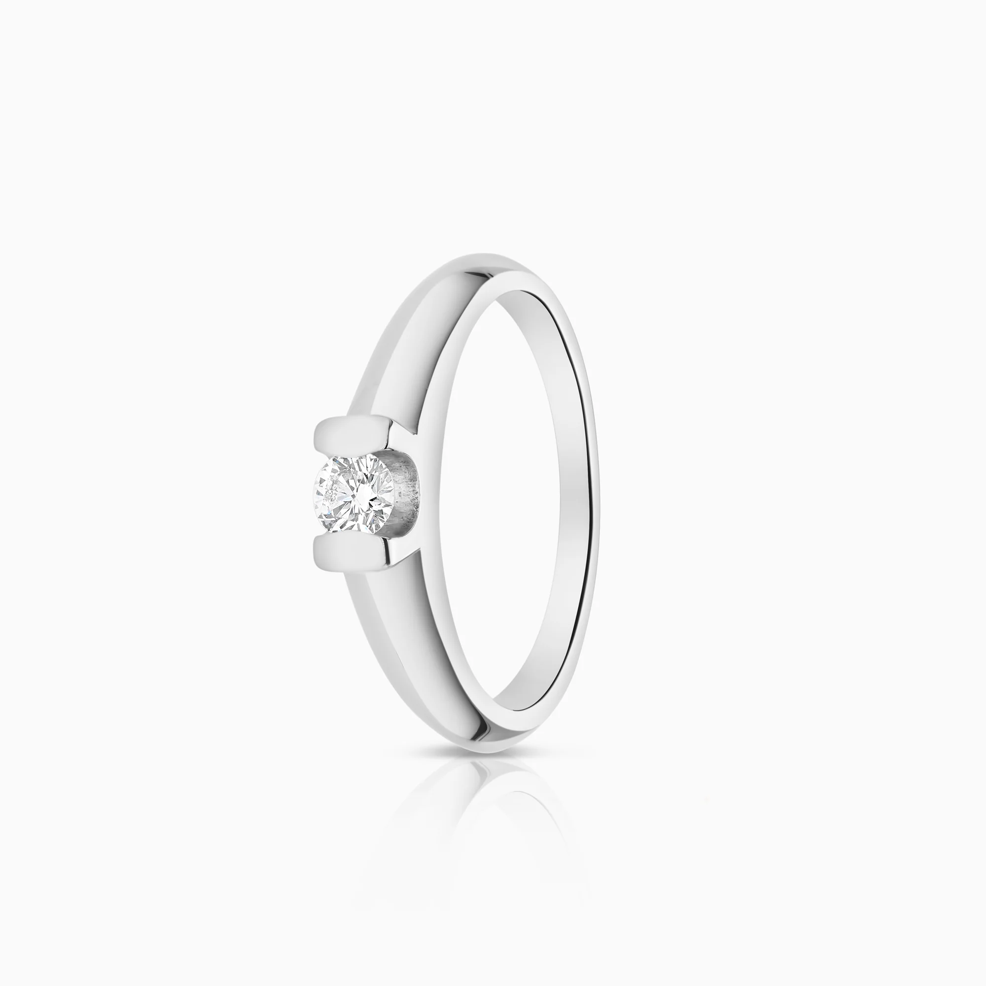 Solitaire ring 0.22ct 18K white gold