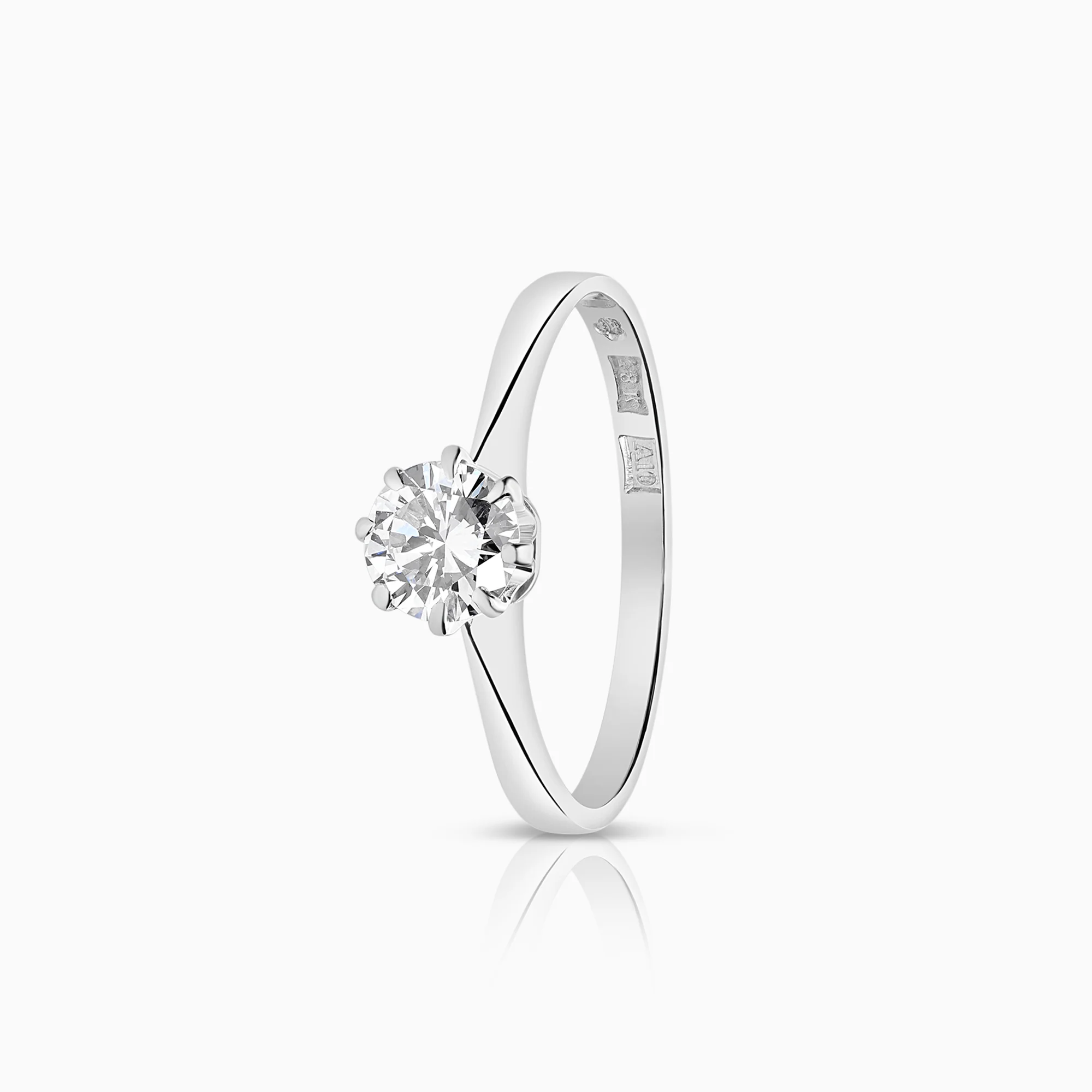 Solitaire ring 0.52ct 18K white gold