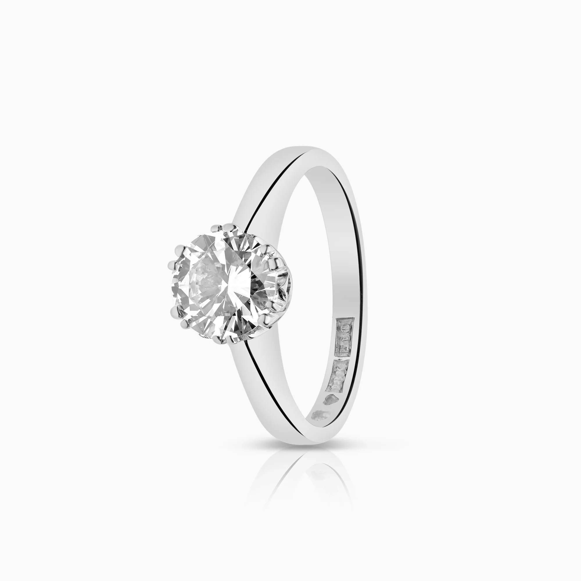 Solitaire ring 1.01ct 18K white gold