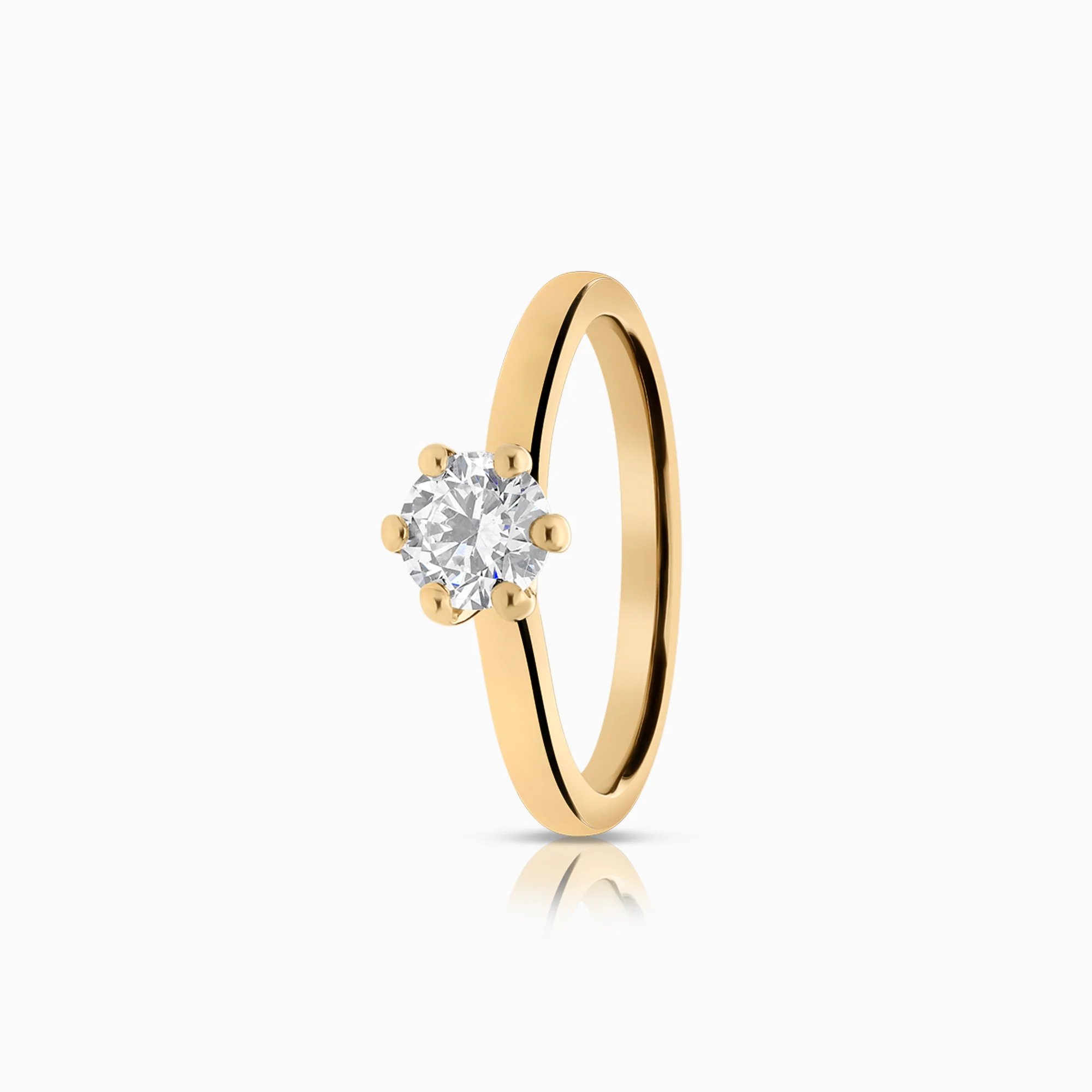 Solitaire ring with lab-grown diamond 0.50ct 18K yellow gold