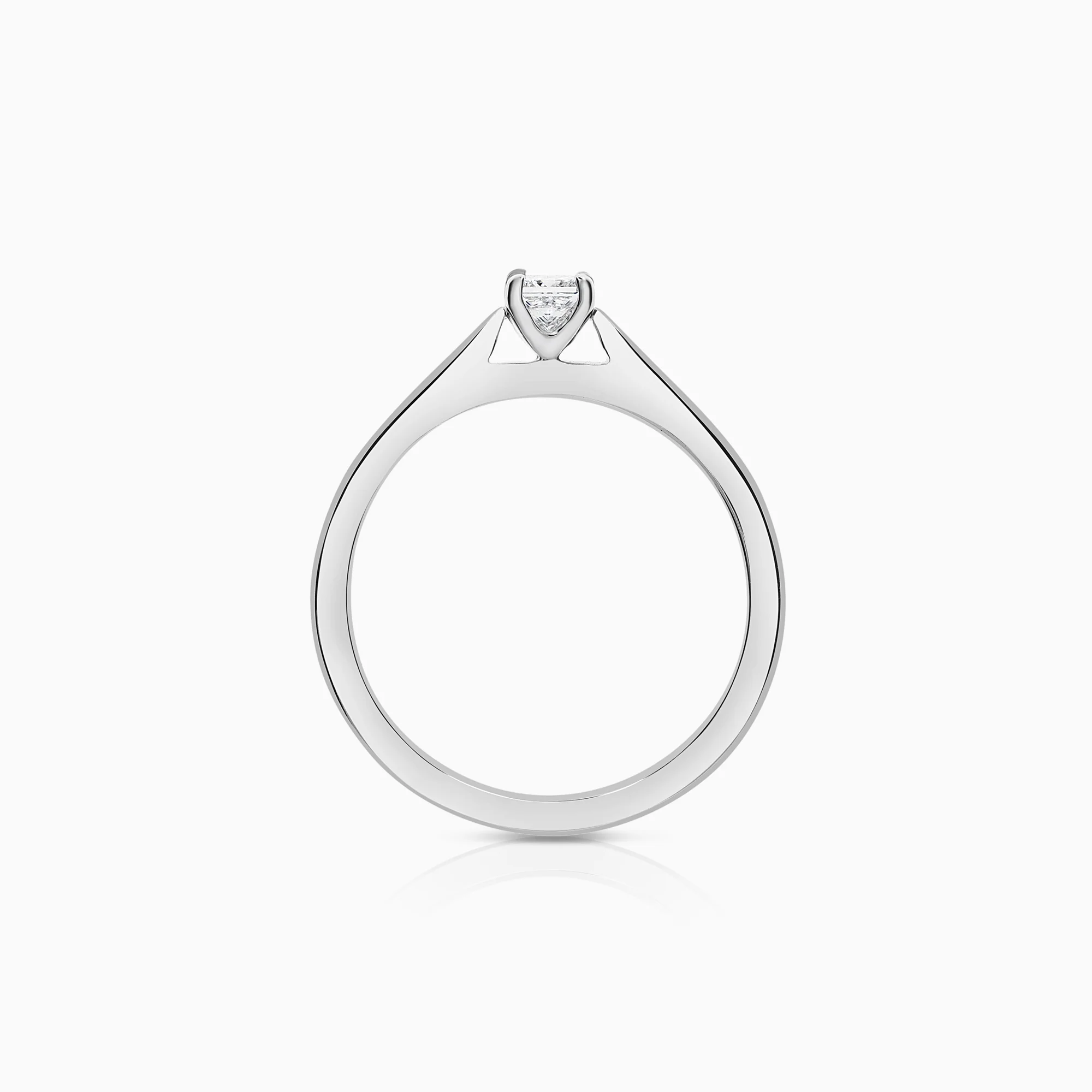 Solitaire ring princess 0.20ct 18K white gold - Image 2