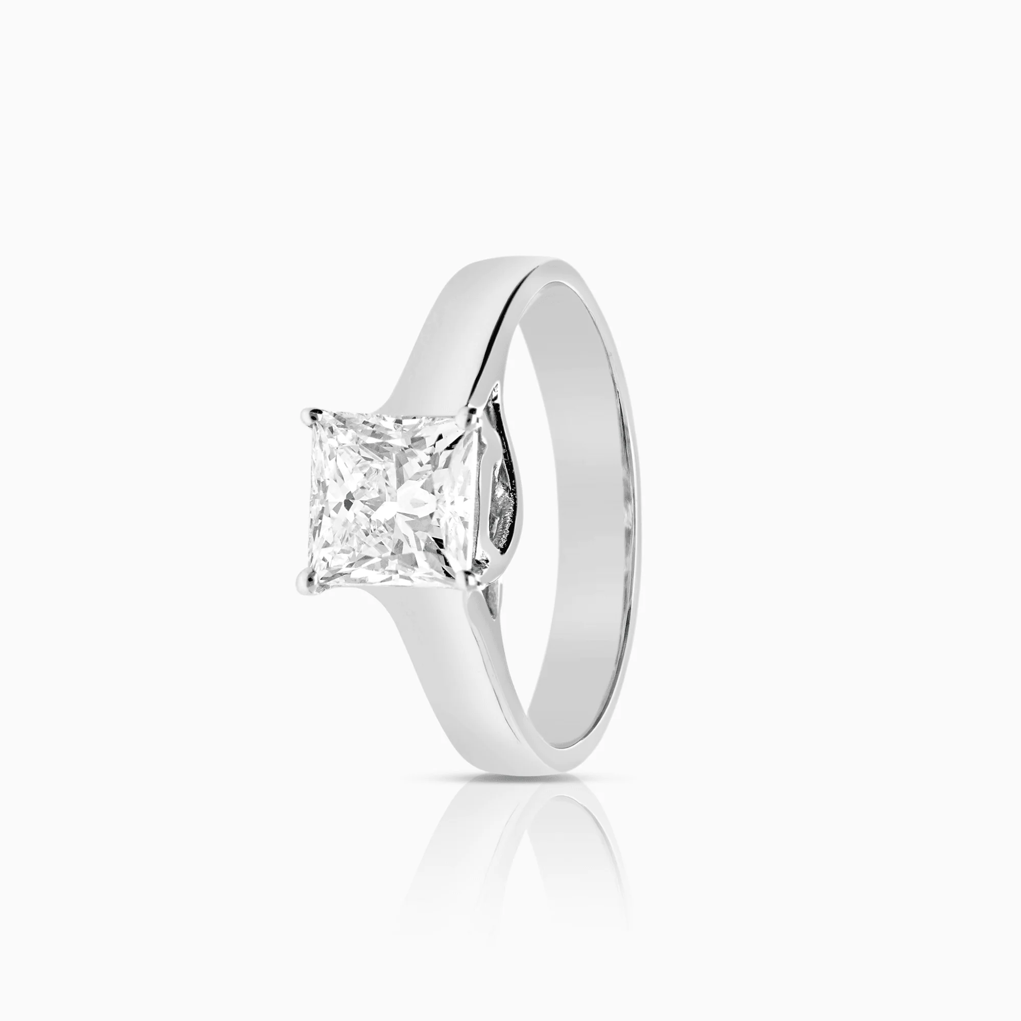 Solitaire ring princess 1.15ct 18K white gold
