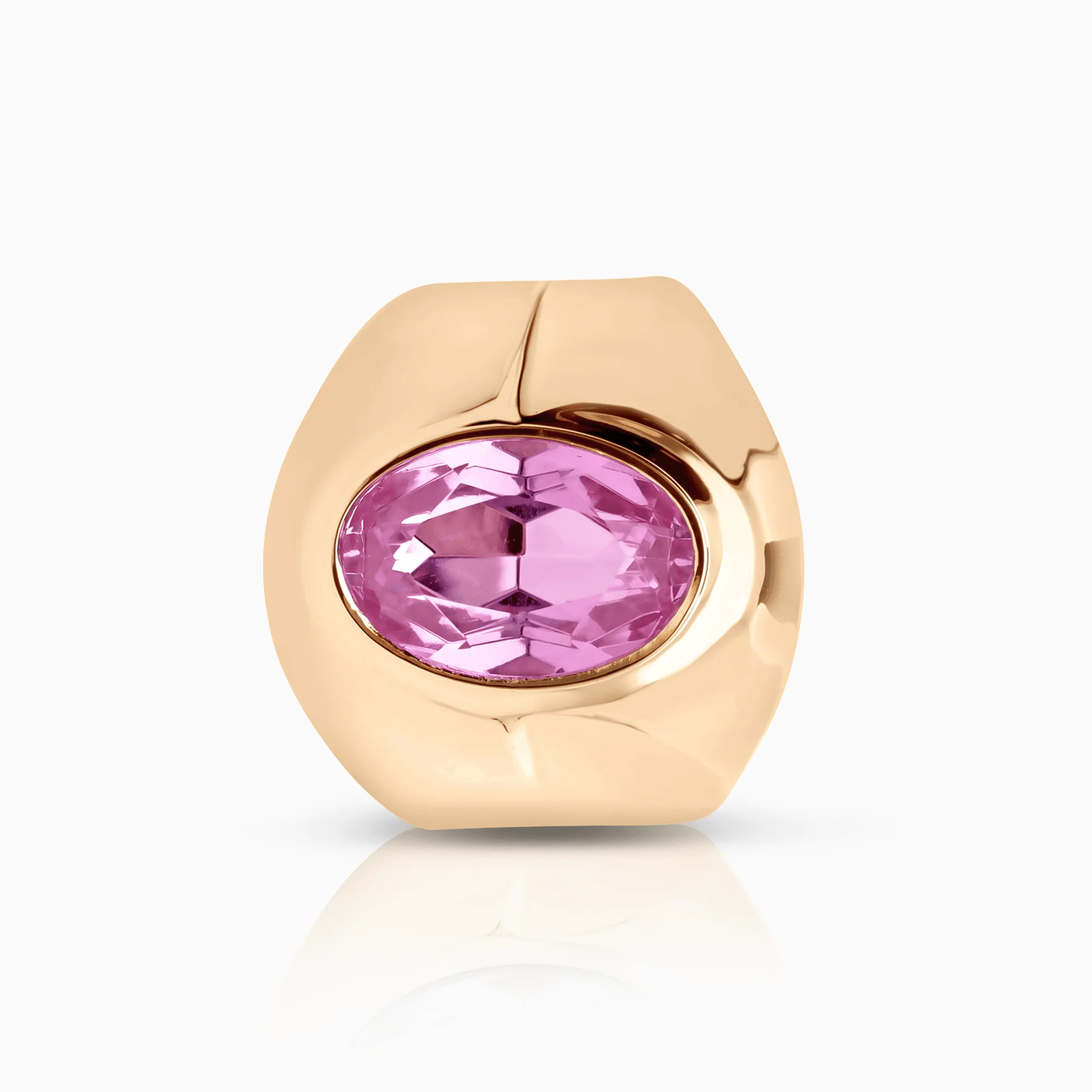 Statement ring with pink stone 6.15g 14K rose gold - Image 2
