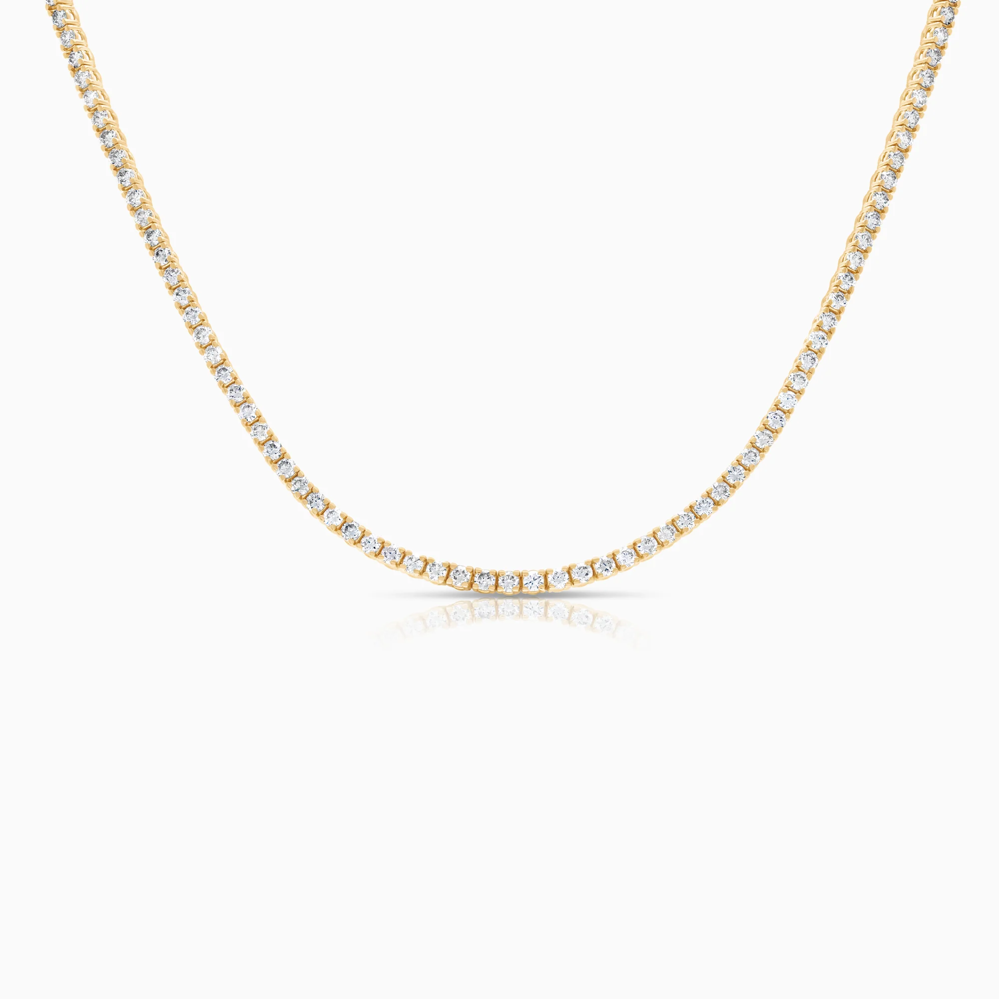 Tennis necklace/choker 3.90ct 14K gold.