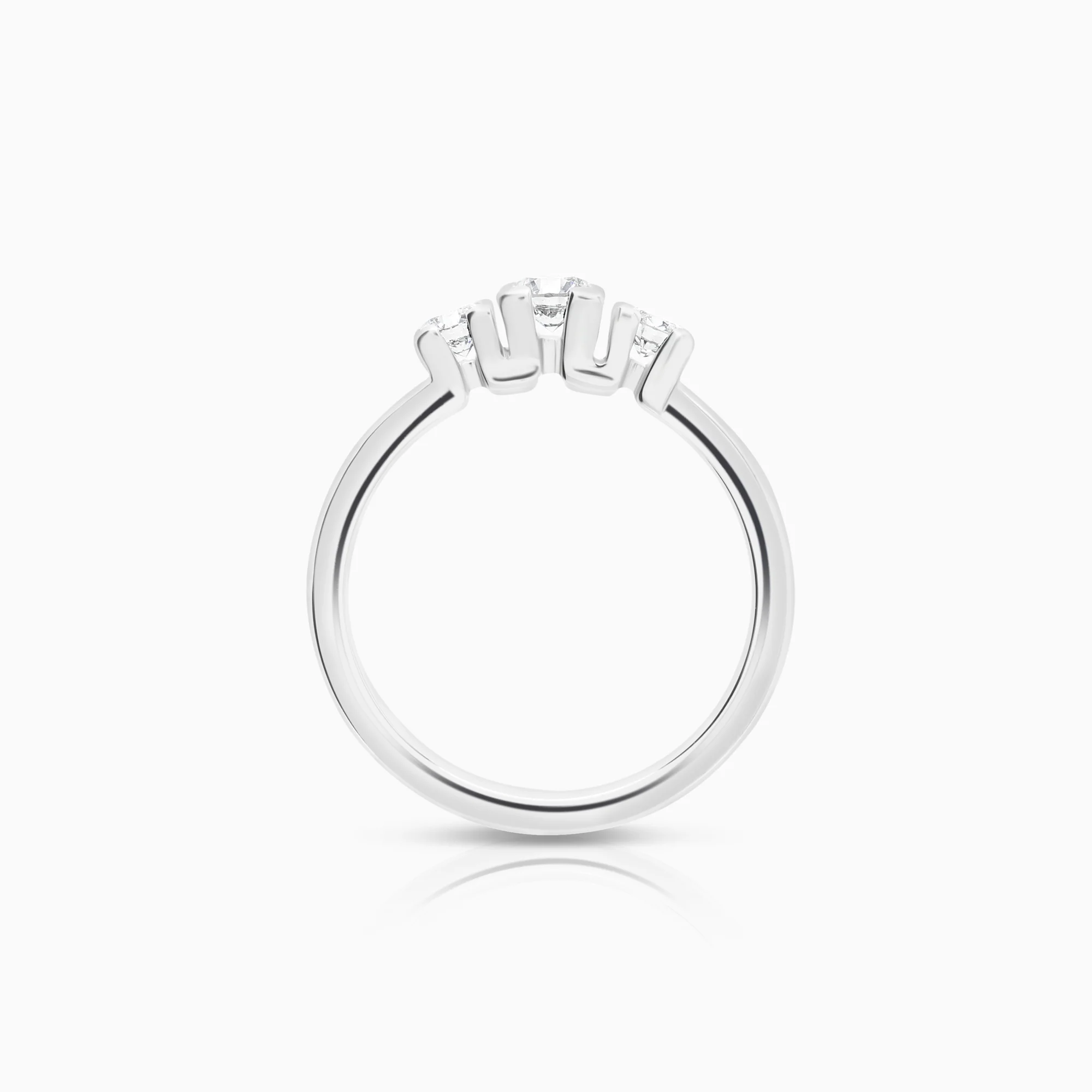 Three-stone ring 0.35ct 18K white gold - Image 2