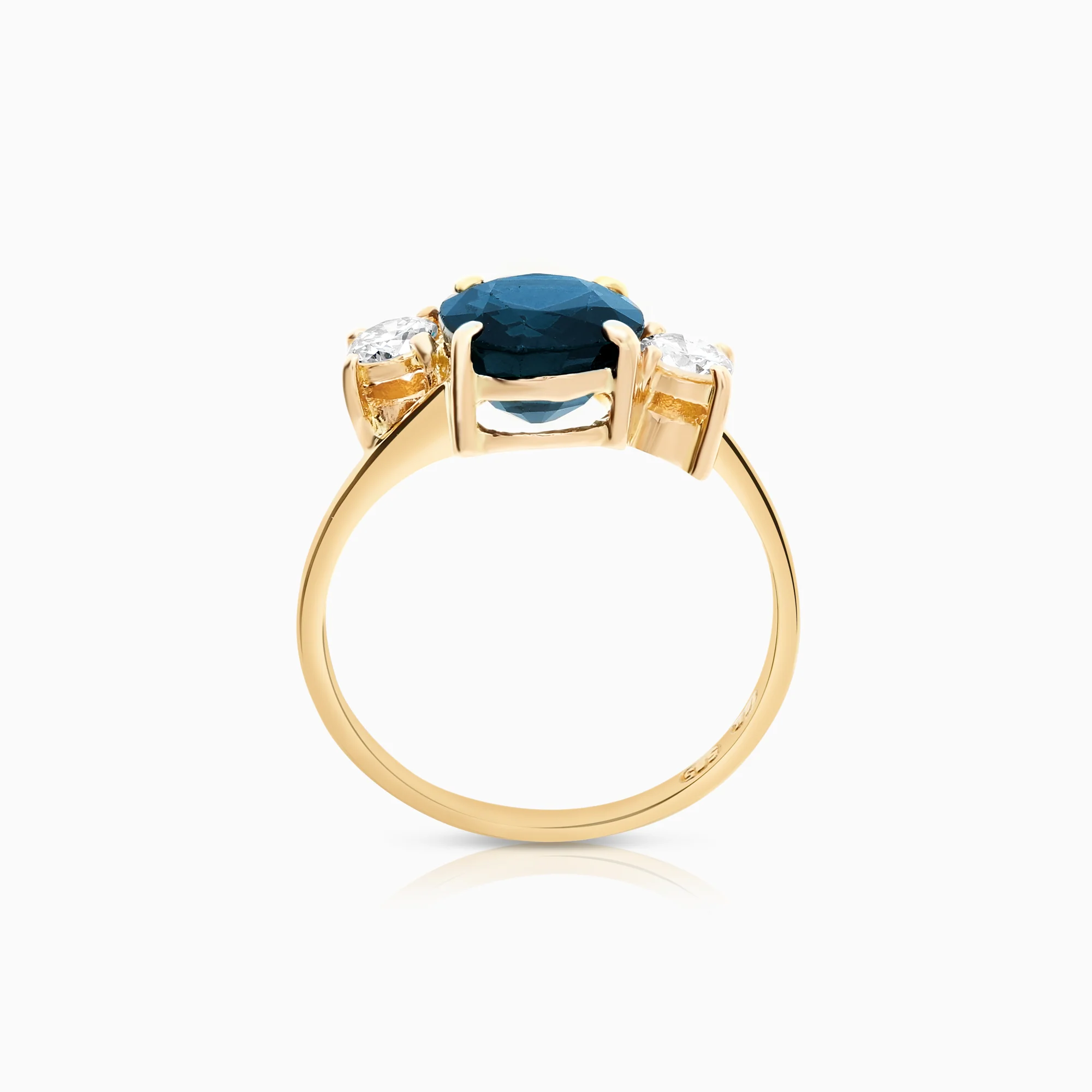 Three-stone ring sapphire 0.33ct 14K gold - Image 2
