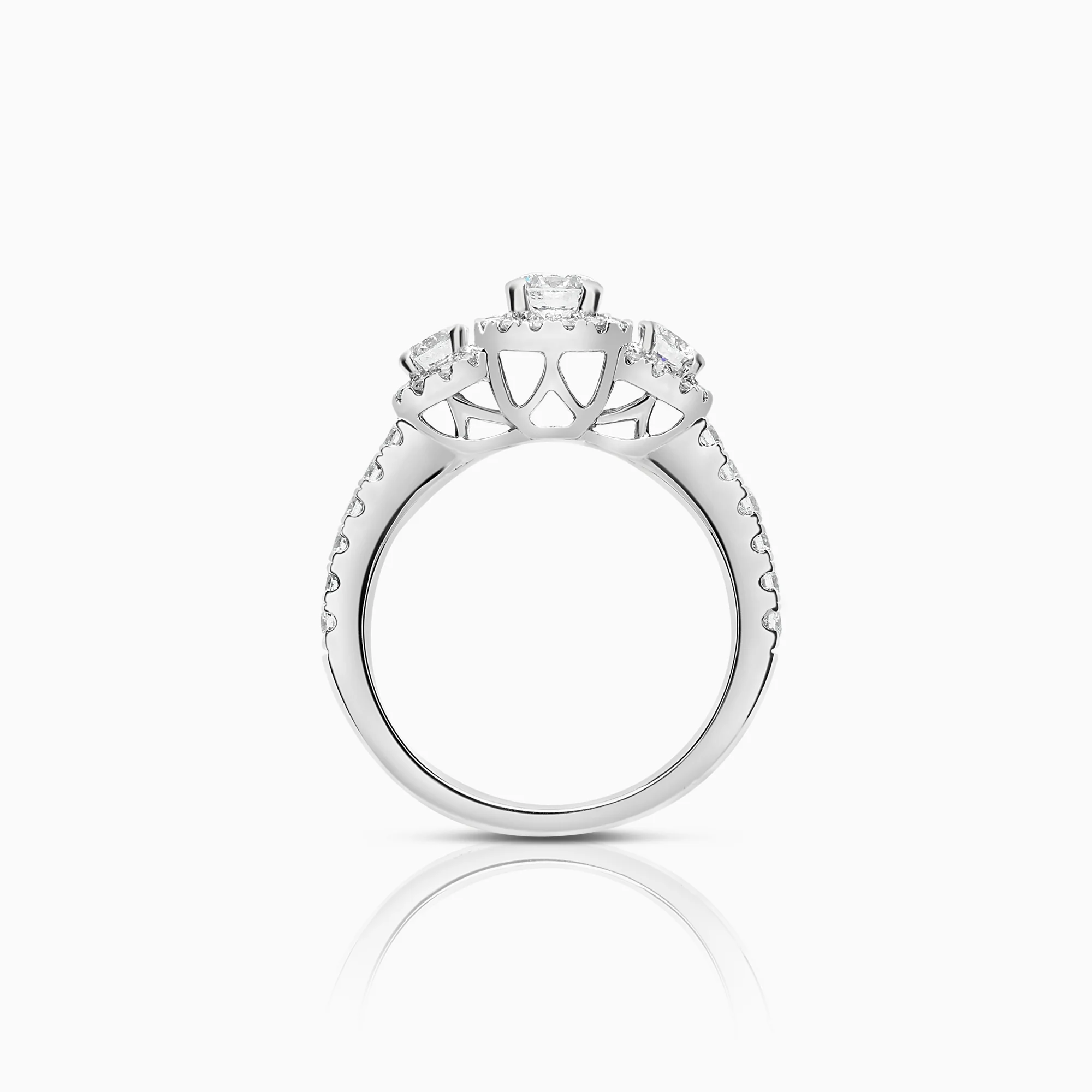 Three Stone Ring 0.98ct 18K White Gold - Image 2