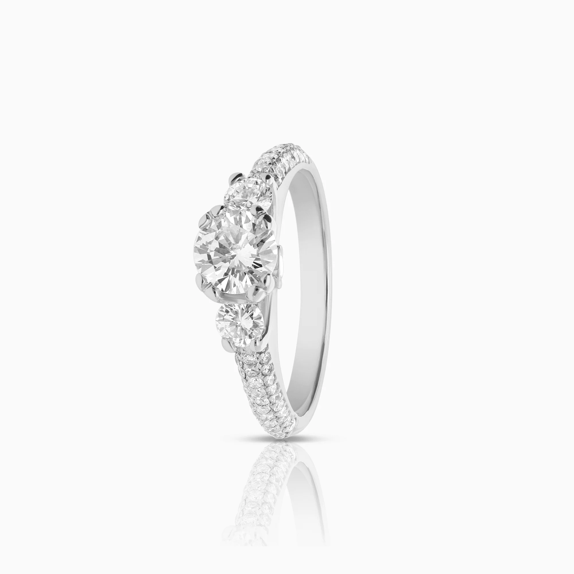 Three-stone ring 1.34ct 14K