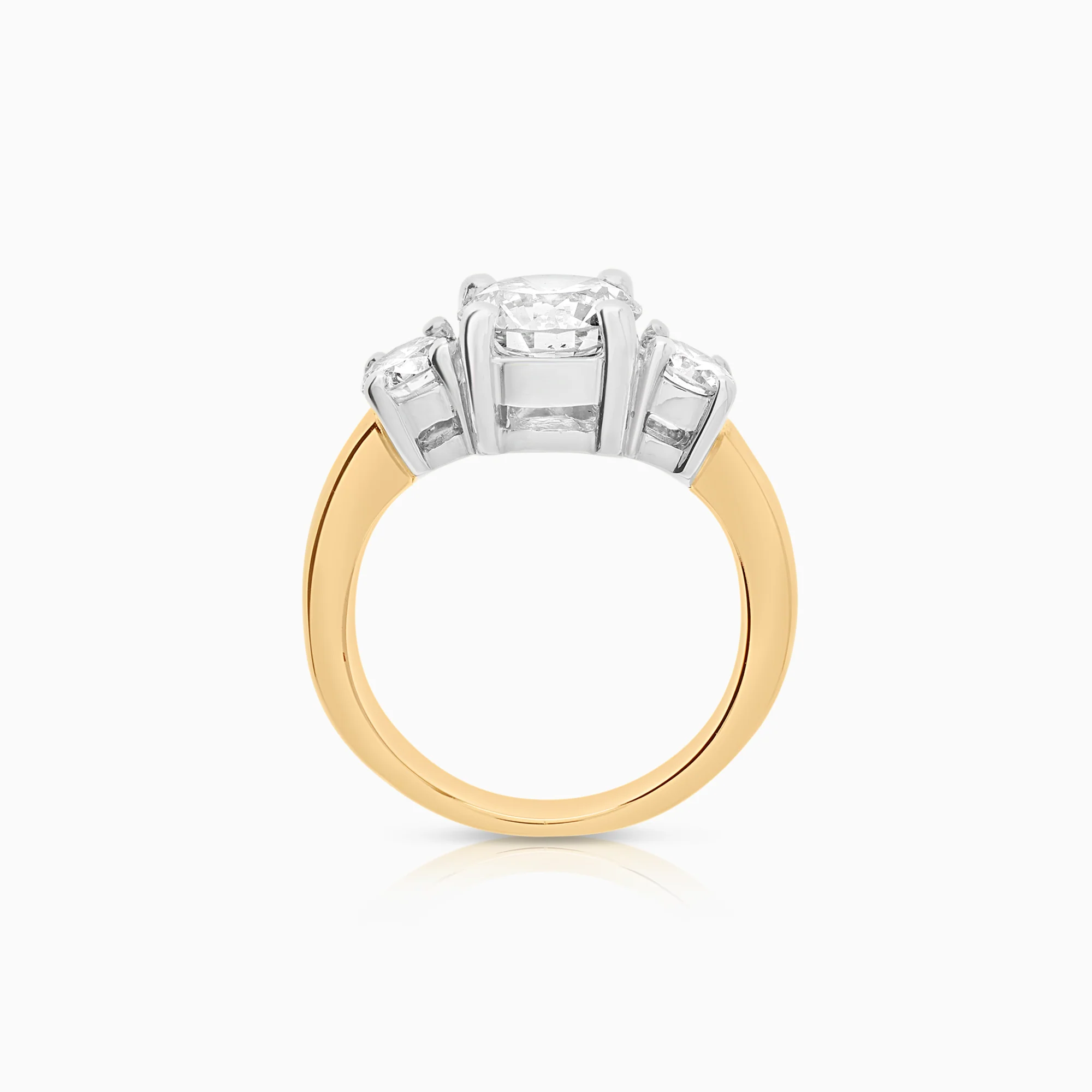 Three-stone ring 2.10ct 18K yellow/white gold - Image 3