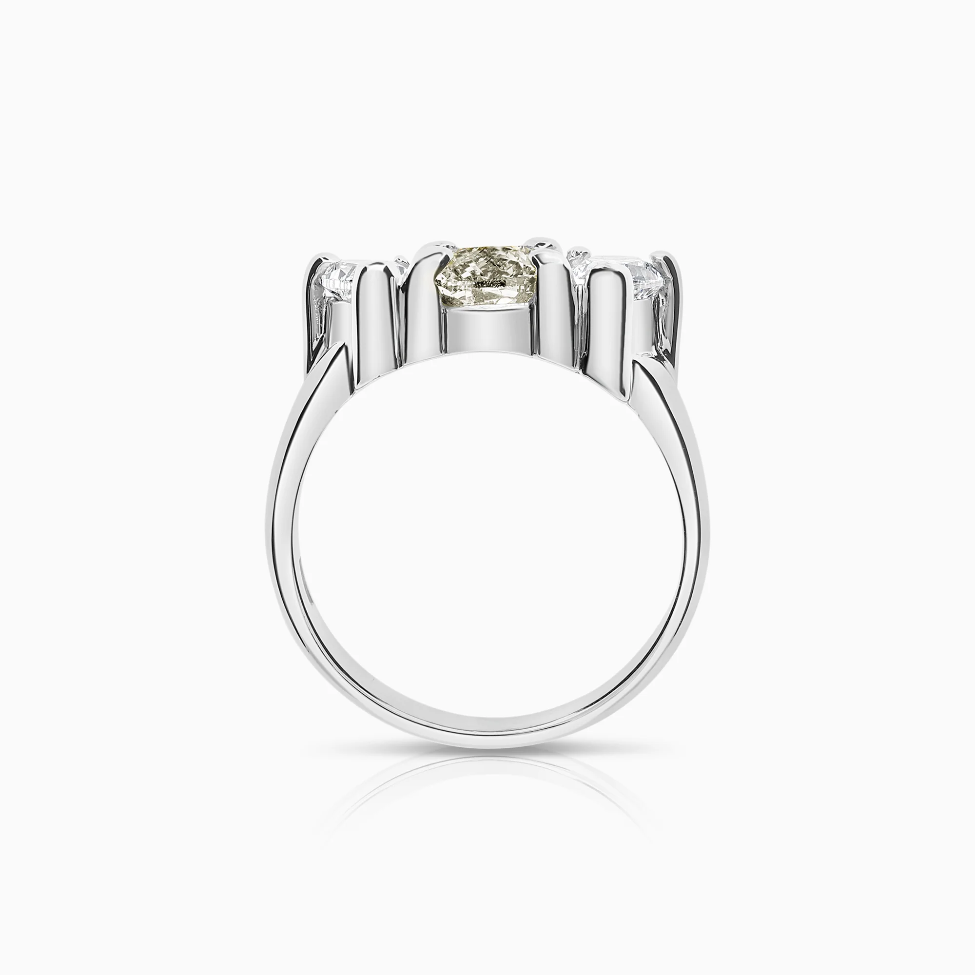 Three-stone ring 2.19ct 18K white gold - Image 3